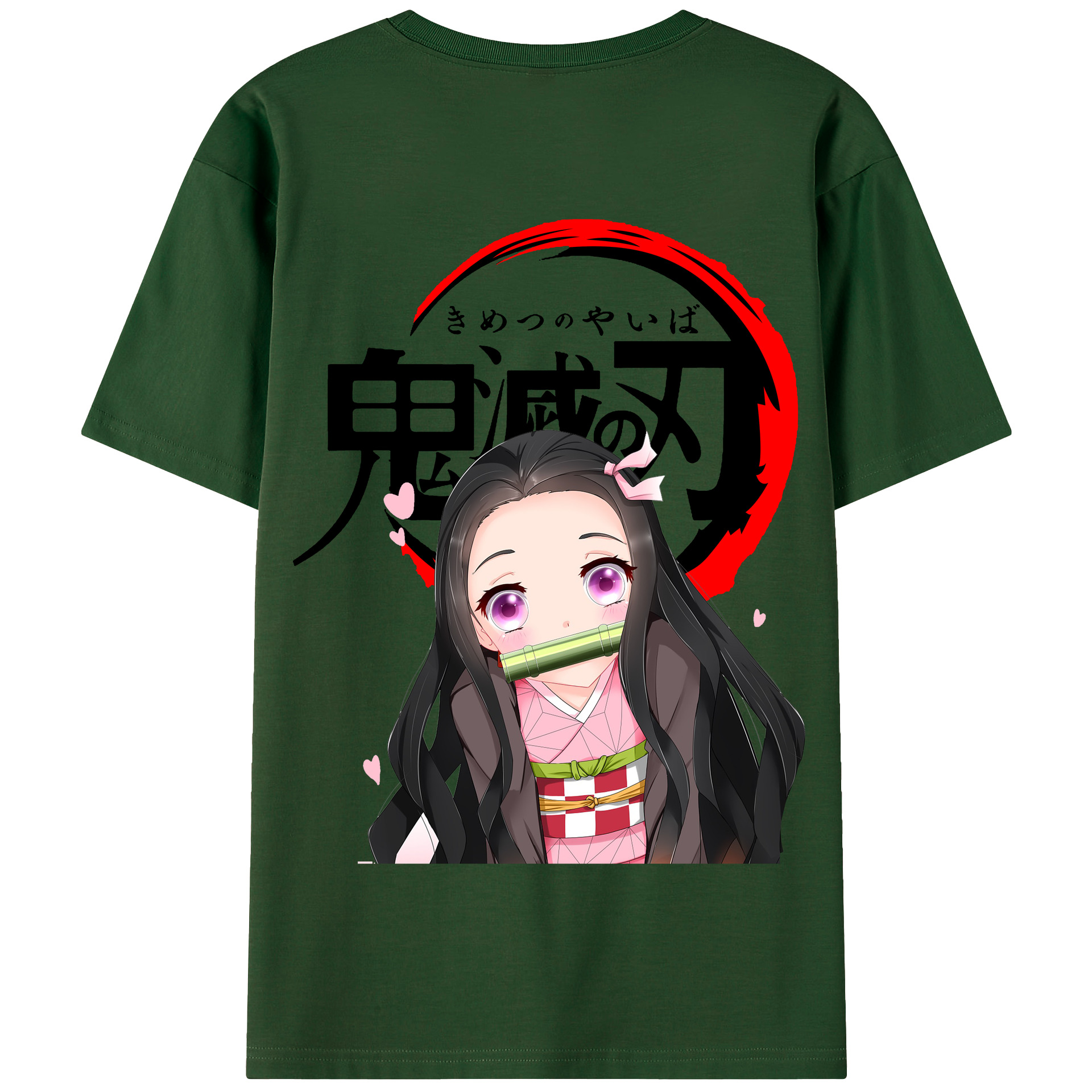 （画像用） 鬼滅の刃（きめつのやいば）竈門 禰󠄀豆子／かまど ねずこ Kamado Nezuko 綿100％半袖Tシャツ（背面プリント）